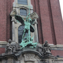 Estatua de bronce del ángel del tamaño de la vida de la decoración antigua del edificio del estilo europeo